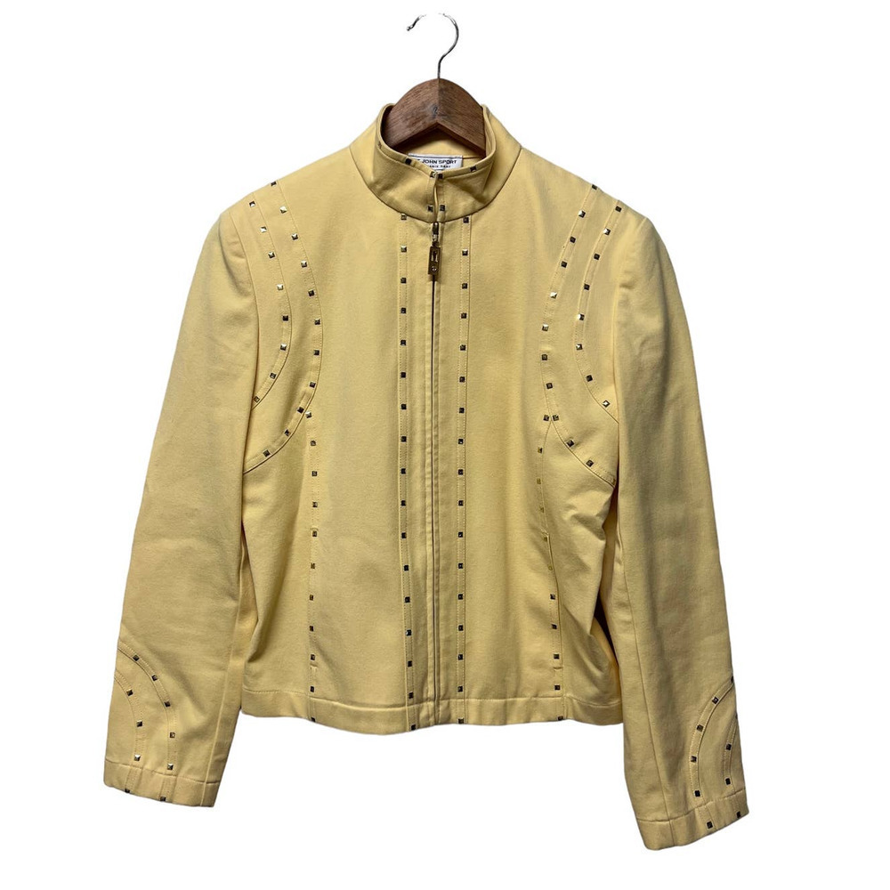 St. John  Sport Women's Yellow Studded Denim Jacket Sz P